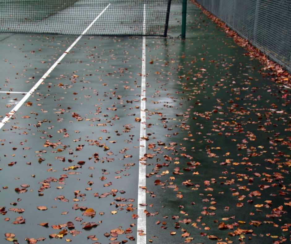 Before Pressure Cleaning Tennis Court Eleebana